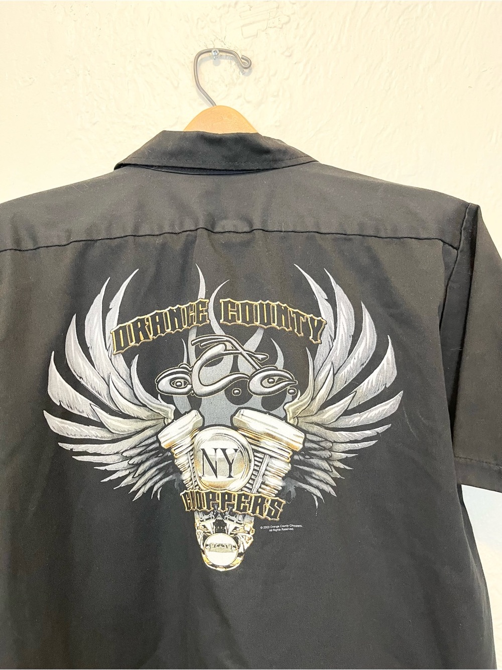 Vintage Y2K Shirt Button Down Orange County Choppers Black Biker Grunge Large L